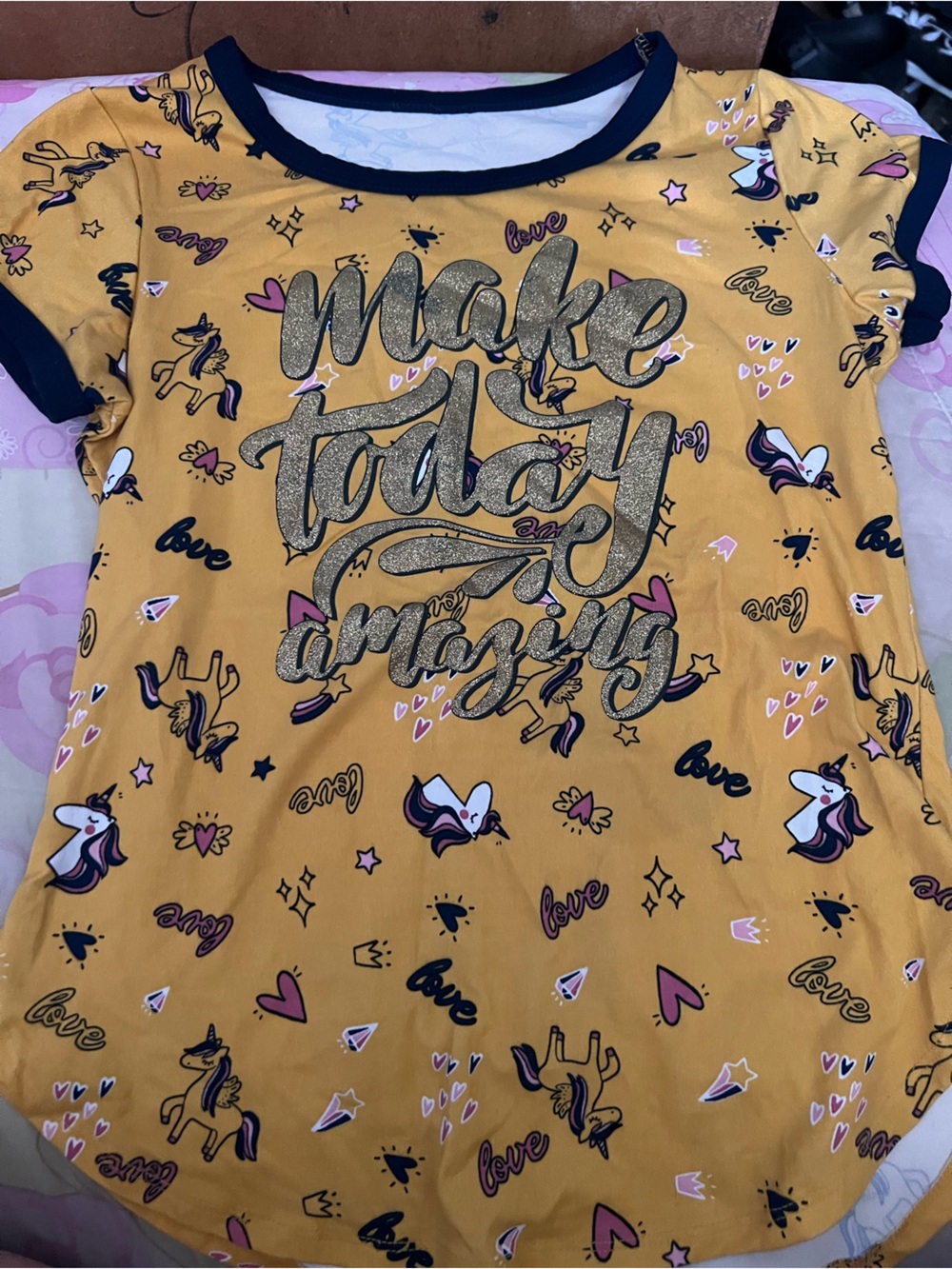 Make Today Amazing Girls' Short Sleeve Top - Mustard Yellow